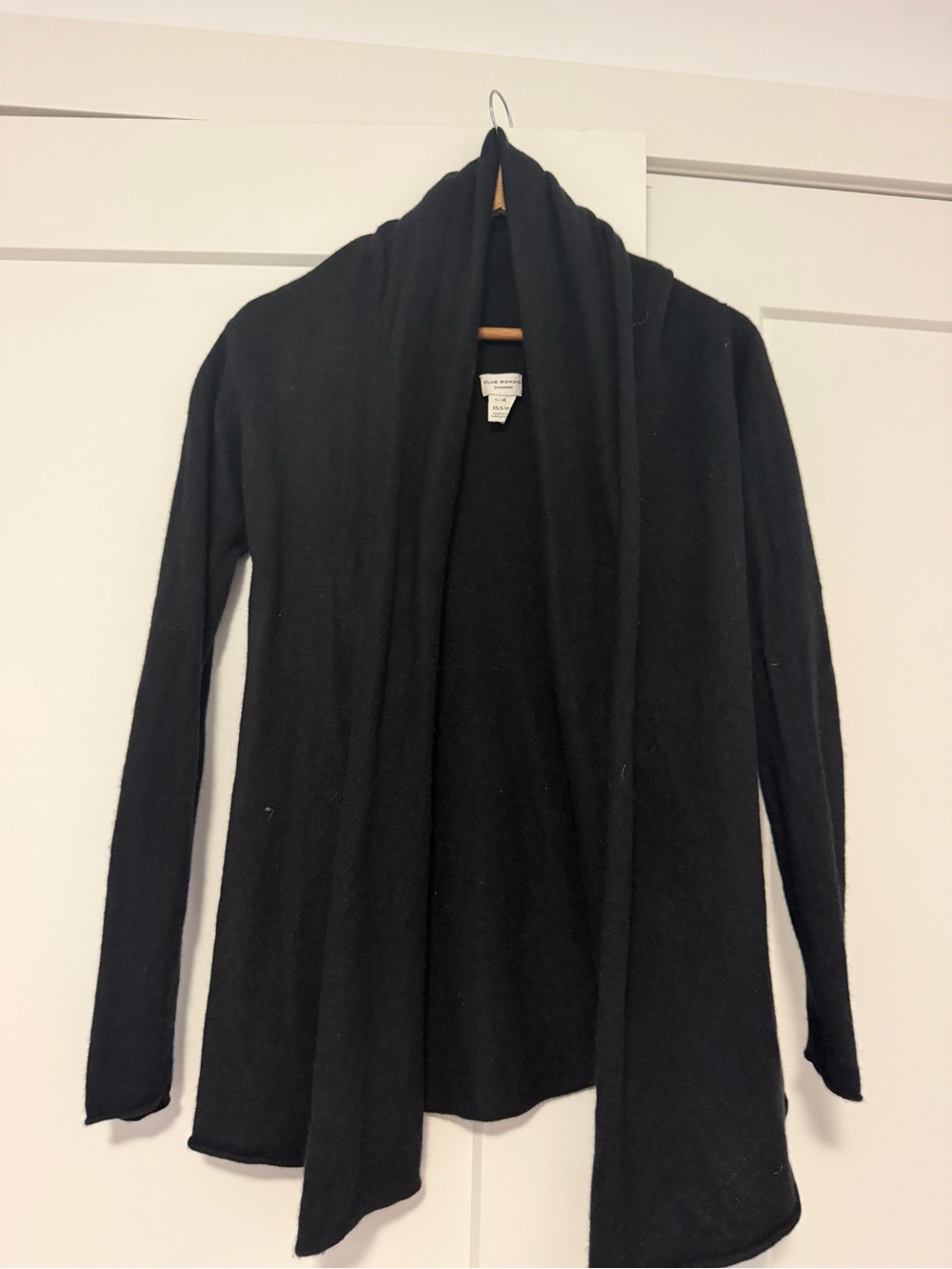 Club Monaco Black Open-Front Draped Cardigan